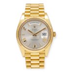 Rolex Day Date 40 Yellow Gold President Silver Roman Dial 218238