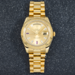 Rolex Day Date II President Yellow Gold Diamond and Ruby Dial 218238 - 图片 6