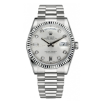Rolex Day-Date President – White Gold Factory Silver Diamond Dial Ref. 218239