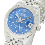 Rolex Ladies 31mm Stainless Steel & White Gold Datejust with Azzurro Blue Floral Motif Dial and Jubilee Bracelet - 图片 2
