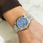 Rolex Ladies 31mm Stainless Steel & White Gold Datejust with Azzurro Blue Floral Motif Dial and Jubilee Bracelet - 图片 6
