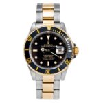 Rolex Submariner 40MM Two Tone Watch Black Bezel Black Dial 16613