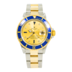 Rolex Submariner Two Tone 16613 Champagne Serti Dial Blue Insert Bezel