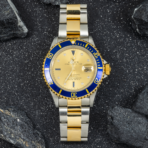 Rolex Submariner Two Tone 16613 Champagne Serti Dial Blue Insert Bezel - 图片 4