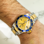 Rolex Submariner Two Tone 16613 Champagne Serti Dial Blue Insert Bezel - 图片 5