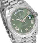 Rolex White Gold Day-Date 40 Watch Olive Green Roman Dial - President Bracelet 228239 - 图片 2