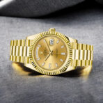 Rolex Yellow Gold Day-Date 40 Watch Champagne Baguette Diamond Dial - President Bracelet - 图片 2