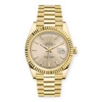 Rolex Yellow Gold Day-Date 40 Watch Silver Diagonal Motif Index Dial - President Bracelet 228238