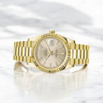 Rolex Yellow Gold Day-Date 40 Watch Silver Diagonal Motif Index Dial - President Bracelet 228238 - 图片 2