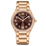 36mm 18k Rose Gold Sunburst Brown Dial Diamond Bezel Bracelet