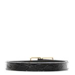 Calfskin Crocodile Embossed Double Buckle Belt 80 32 Black - 图片 2
