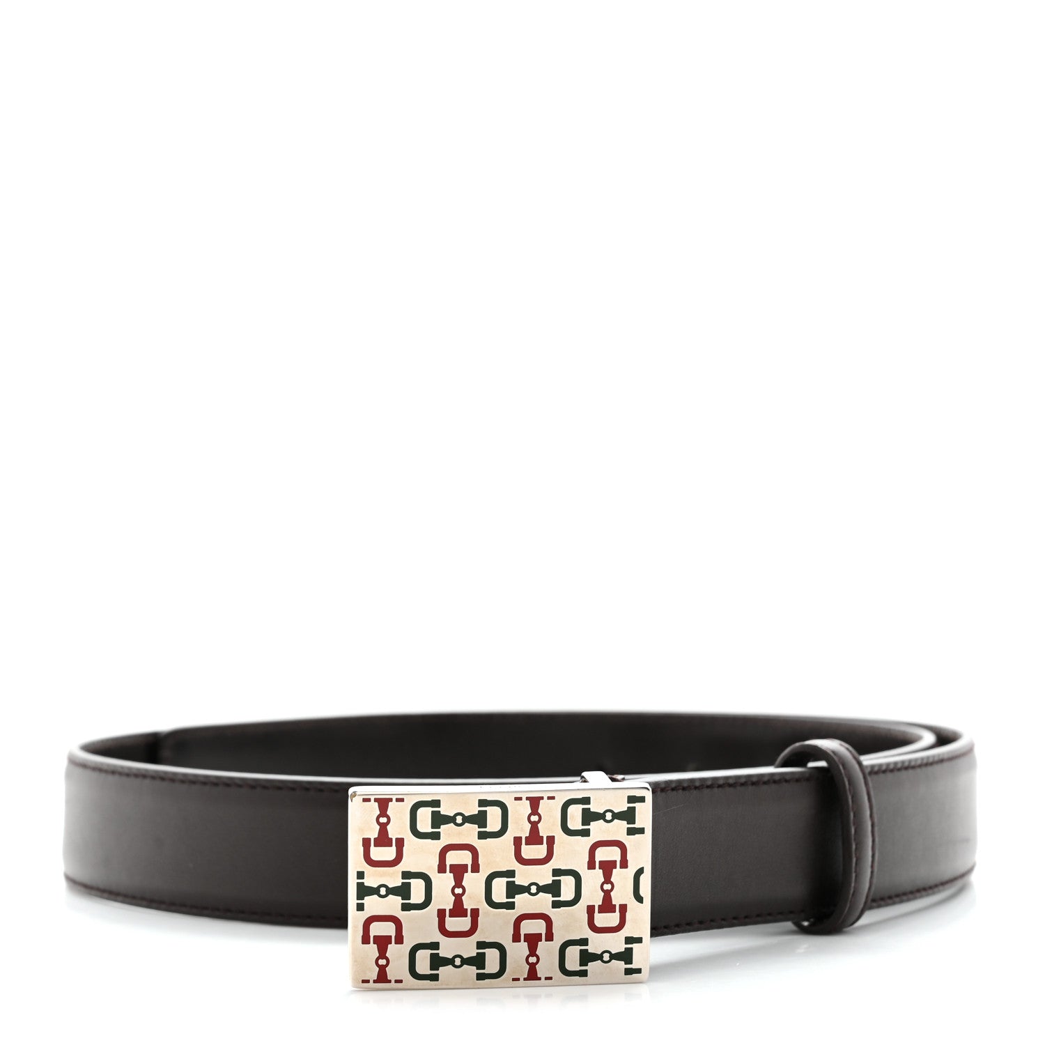 ba9084da862c9238b538e4ba77978305.jpg Calfskin Square Buckle Horsebit Belt 90 36 Brown Multicolor - 图片 1