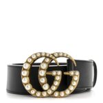 Moon Calfskin Pearl Double G 40mm Belt 75 30 Black Cream