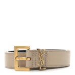 Smooth Calfskin Monogram Square Buckle Belt 70 28 Dark Beige
