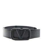 Glossy Calfskin Monochrome VLogo 40mm Belt 85 34 Black