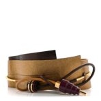Grained Calfskin Watersnake Wide Obi Tie Belt Multicolor