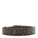 Cuoio Romano Glazed Fabric FF 1974 Reversible Belt 90 36 Black Tobacco Moro - 图片 2