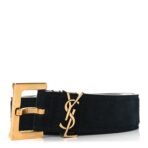 Suede Calfskin Monogram Square Buckle Belt 80 32 Black
