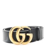 Textured Dollar Calfskin Double G 40mm Belt 85 34 Black