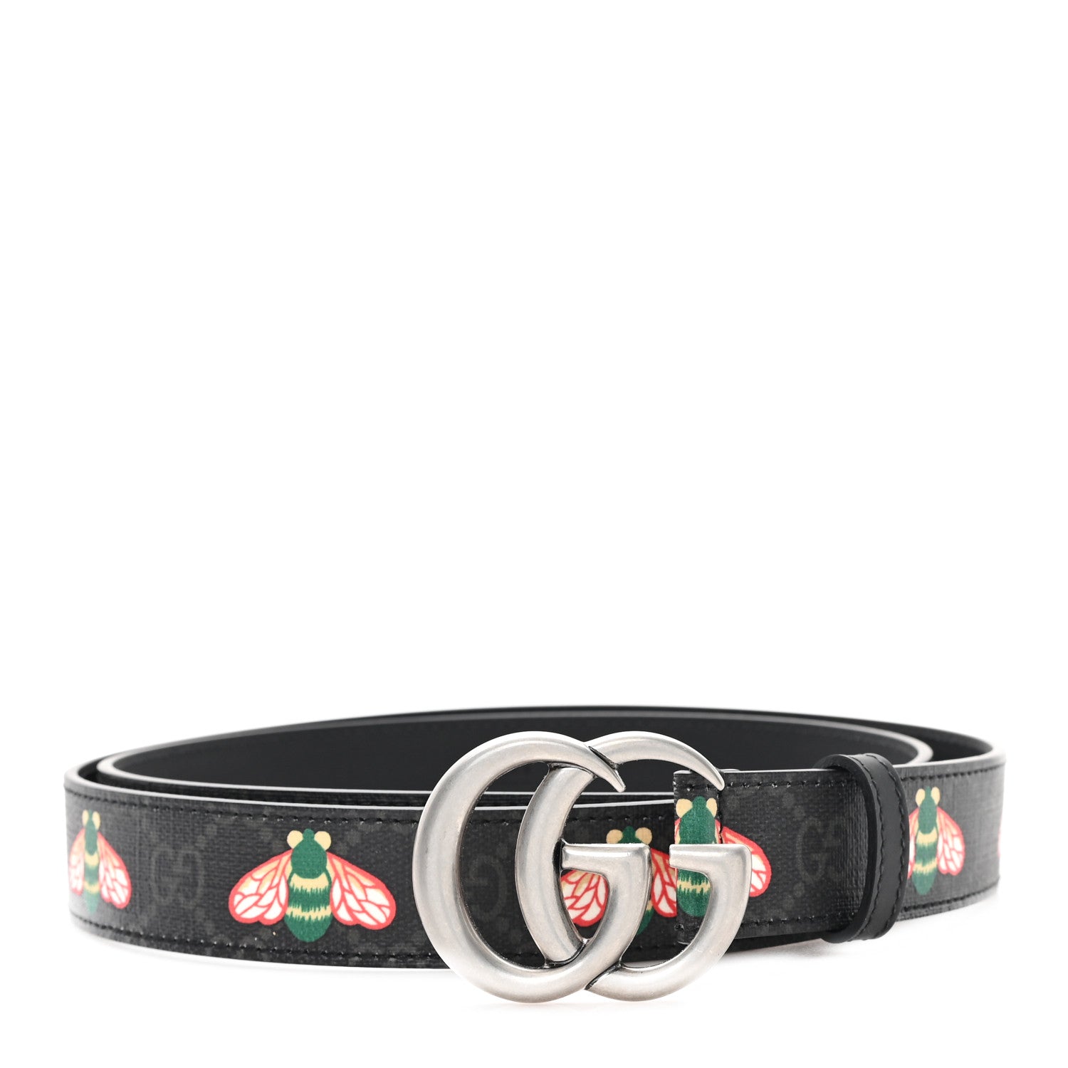 edd714b88e67bdb1aca28e725ec555fe.jpg GG Supreme Monogram Bee Multicolor Appia Calfskin 30mm Belt 105 42 Black - 图片 1