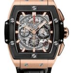 Hublot Spirit of Big Bang King Gold Ceramic Watch - 42 mm - Sapphire Dial - Black Rubber and Leather Strap-641.OM.0183.LR