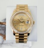 Rolex Day-Date 40 Yellow Gold Champagne Diamond Dial & Diamond Bezel President Bracelet 228348RBR -