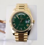 Rolex Day-Date 40 Yellow Gold Watch - Fluted Bezel - Green Roman Dial - President Bracelet - 228238 grrp