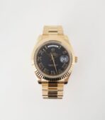 Rolex Day-Date II Yellow Gold 41mm Black Roman Fluted President Bracelet 218238 - 图片 4