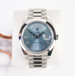 Rolex Day-Date 40 Platinum Ice Blue Diamond Dial & Smooth Bezel President Bracelet 228206 -